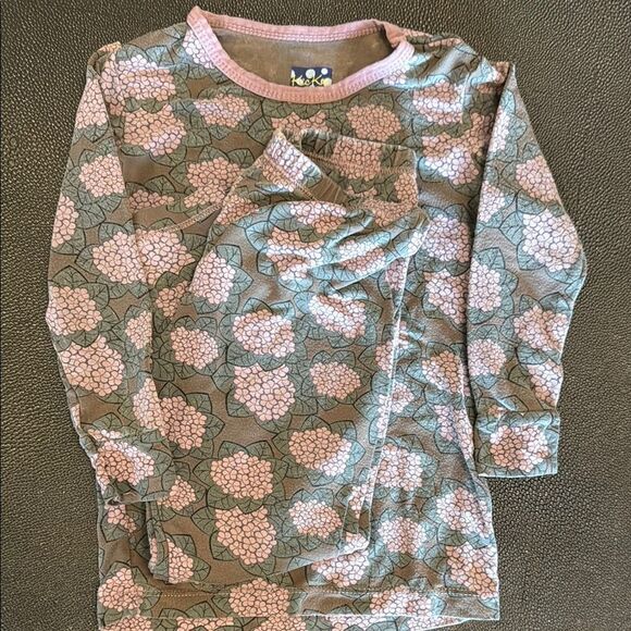 Kickee Pants Brown and Pink Floral Pajama Set and Underwears size 3-4T - Picture 4 of 9
